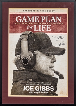 Joe Gibbs Signed Oversized "Game Plan For Life" Book Cover in 21x29 Framed Display (Beckett)